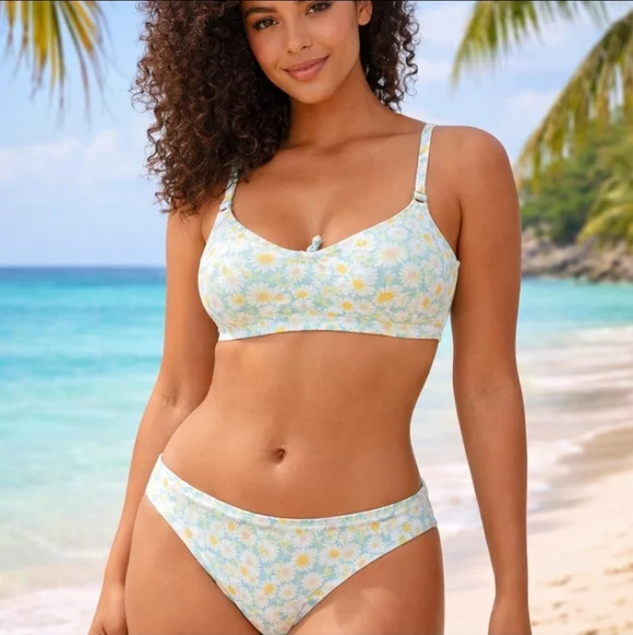 Aerie Floral Bikini Set | Women’s XXS | Daisy Print Swim Set | EUC - Picture 1 of 5